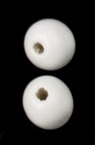 Wooden round bead for decoration 14x13 mm hole 3~4 mm painted white - 50 grams ~ 60 pieces