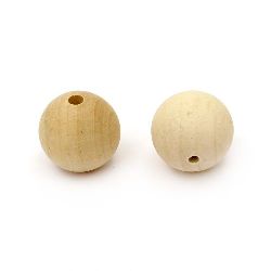 Unfinished wooden round bead for decoration 34 mm hole 5 mm color wood - 2 pieces