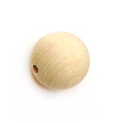 Unfinished wooden round bead for decoration 43x44 mm hole 7 mm color wood - 1 piece