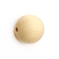 Unfinished wooden round bead for decoration 49 mm hole 8 mm color wood - 1 piece