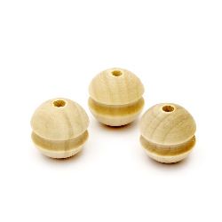 Wooden round bead for decoration 19 mm hole 4 mm wood color - 10 pieces