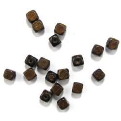 Margele cub 8x8 mm gaură 3 mm maron -50 grame ~ 220 buc
