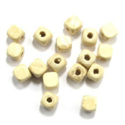Wood Beads, Cube, White, 10mm, hole 3 mm, 50 grams ~ 95 pcs