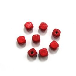 Wood Beads, Cube, Red, 12mm, hole 3.5mm, 50 grams ~ 65 pcs