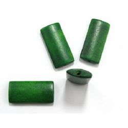 Lemn dreptunghi 40x19x6 mm gaură 3 mm verde -10 buc