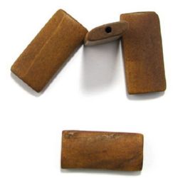 Natural wooden rectangle bead for DIY Jewelry and Crafts 40x19x6 mm hole 3 mm light brown - 10 pcs.