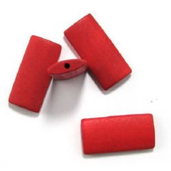 Natural wooden rectangle bead for DIY Jewelry and Crafts  40x19x5.5 mm hole 2.5 mm red - 10 pieces