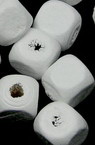 Wood Beads, Cube, White, 7mm, hole 1mm, 50 grams