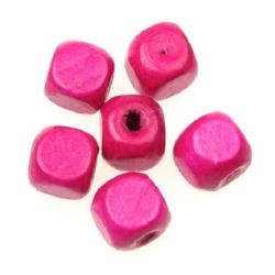 Wooden cube 10x10 mm hole 3 mm cyclamen -50 grams ~100 pieces