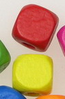 Wood Beads, Cube, Mixed Colors, 7mm, hole 1mm, 20 grams