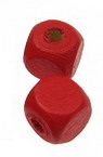Wood Beads, Cube, Red, 7mm, hole 1mm, 50 grams