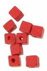 Wooden cube 5 mm hole 2 mm red -20 grams