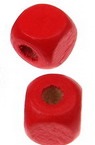 Cub de lemn 10x10 mm gaură 2 mm roșu -50 grame ~ 95 bucăți