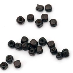 Wooden cube 3x3 mm hole 1 mm brown dark -10 grams ~450 pieces
