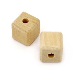 Cube wood 25x25 mm hole 7 mm color wood -2 pieces