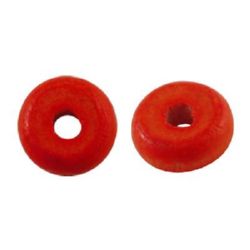 Wooden washer beads 4x10~11 mm hole 3 mm red - 50 grams ~ 310 pieces