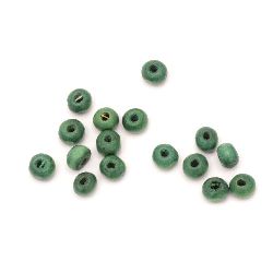 Ξύλινη χάντρα στρογγυλή 5x6 ~ 7mm τρύπα 2mm πράσινο -50 γραμμάρια ~ 650τεμάχια