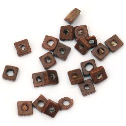 Wooden washer beads 4x2 mm hole 2.5 mm brown - 20 grams ~ 800 pieces