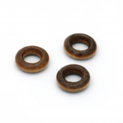 Wooden bead, Round 12x4 mm hole 6 mm dark brown -50 pieces