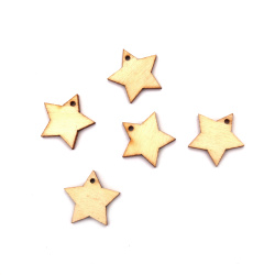 Wooden Star Pendant, 18x19x2 mm, hole 2 mm -20 pieces