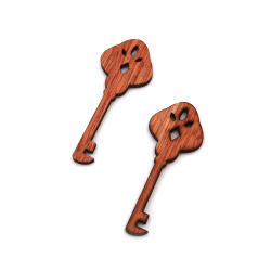 Κλειδί, ξύλινο κρεμαστό 51x20x3 mm τρύπα 4x2 mm - 10 τεμάχια