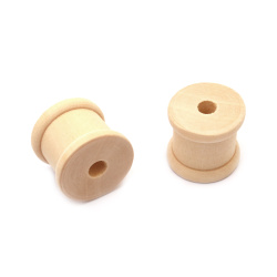 Wooden Spools for Crafts, 21x21 mm, Hole: 6 mm, Natural Wood color - 4 pieces