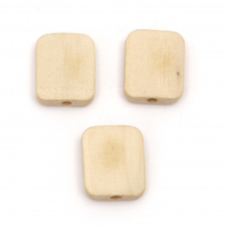 Natural unfinished wooden rectangle bead for DIY Jewelry and Crafts 17x14x5 mm hole 2.5 mm color wood - 5 pieces