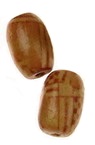 Wooden Beads, Oval with Printed Pattern 12x8 mm, hole 3 mm - 20 grams