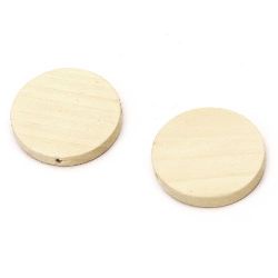 Beaded wood coin 30x6 mm hole 2 mm color wood -10 pieces