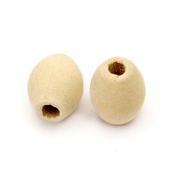 Wooden Beads, Oval, 19x16 mm, hole 6mm, 5 pcs