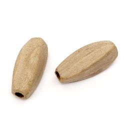 Wooden cylinder bead for decoration, twisted 30x11 mm hole 4 mm color wood - 10 pieces
