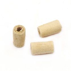  Χάντρα ξύλινη κύλινδρος 12x6.5 mm τρύπα 2.5 mm χρώμα ξύλου -20 γραμμάρια ~ 110 τεμάχια
