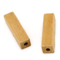 Rectangular wooden bead, 24x6 mm, hole 2 mm, wood color - 10 pieces