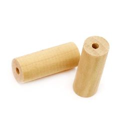 Wooden cylinder bead for decoration 30x15 mm hole 3 mm color wood - 10 pieces