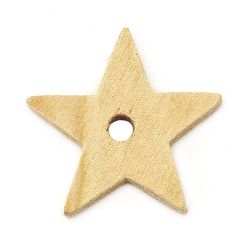 Wooden Star 59x9 mm hole 8 mm color wood - 2 pieces