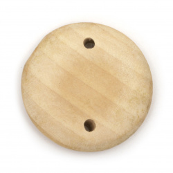 Wooden Connector coin 40x40x9 mm hole 4 mm color wood - 2 pieces