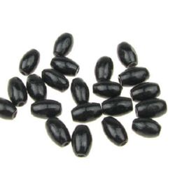 Wooden oval bead for decoration 6x10 mm hole 3 mm black - 50 g ~ 400 pieces