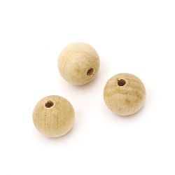 Wood beads, Round, wooden, 20mm, 4mm hole, 20 pieces
