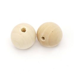Unfinished wooden round bead for decoration 24 mm hole 4~5mm color wood - 10 pieces