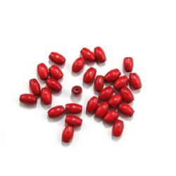 Wooden oval bead for decoration 10x6 mm hole 3 mm red - 50 grams ~ 400 pieces