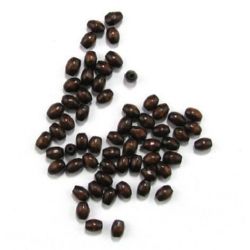 Lemn oval 6x4 mm gaură 1,5 mm maro -50 grame ~ 1200 bucăți