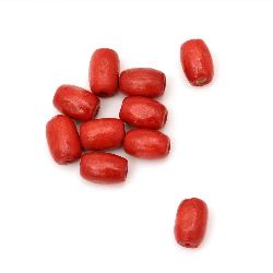 Wooden oval bead for decoration 12x8 mm hole 3 mm red - 50 grams ~ 180 pieces