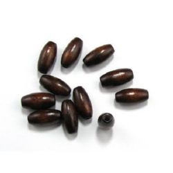 Lemn oval 20x10 mm gaură 3,5 mm maro -50 grame ~ 50 bucăți