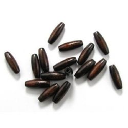 Ξύλινη χάντρα οβάλ 23x8 mm τρύπα 3 mm καφέ -50 γραμμάρια ~ 110 τεμάχια