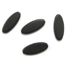 Wooden oval flat bead for decoration 55x23x7 mm hole 3 mm dark brown - 6 pieces