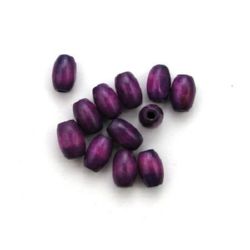Wooden oval bead for decoration 12x8 mm hole 3 mm purple - 50 g ~ 200 pieces