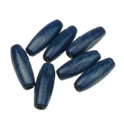 Lemn oval 23x8 mm gaură 3 mm albastru -50 g ~ 110 bucăți
