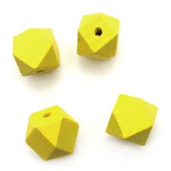 Wooden polygon bead  20x20 mm hole 4 mm yellow - 5 pieces