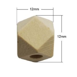 Wooden polygon bead  12x12 mm hole 3 mm color wood -10 pieces