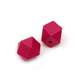 Wooden polygon bead 20x20 mm hole 4 mm cyclamen -5 pieces